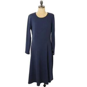 3063NWT The Modern Abstract Womens Medium Long Sleeve Dress Navy Blue Minimalist